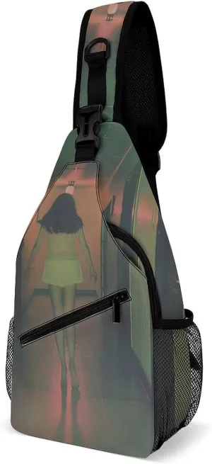 Sling Bag for Women Men Chest Bag A Long Corridor Daypack Fanny Pack Cross Body Bag for Traveling