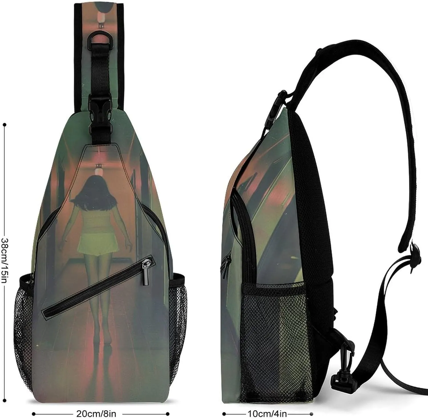 Sling Bag for Women Men Chest Bag A Long Corridor Daypack Fanny Pack Cross Body Bag for Traveling