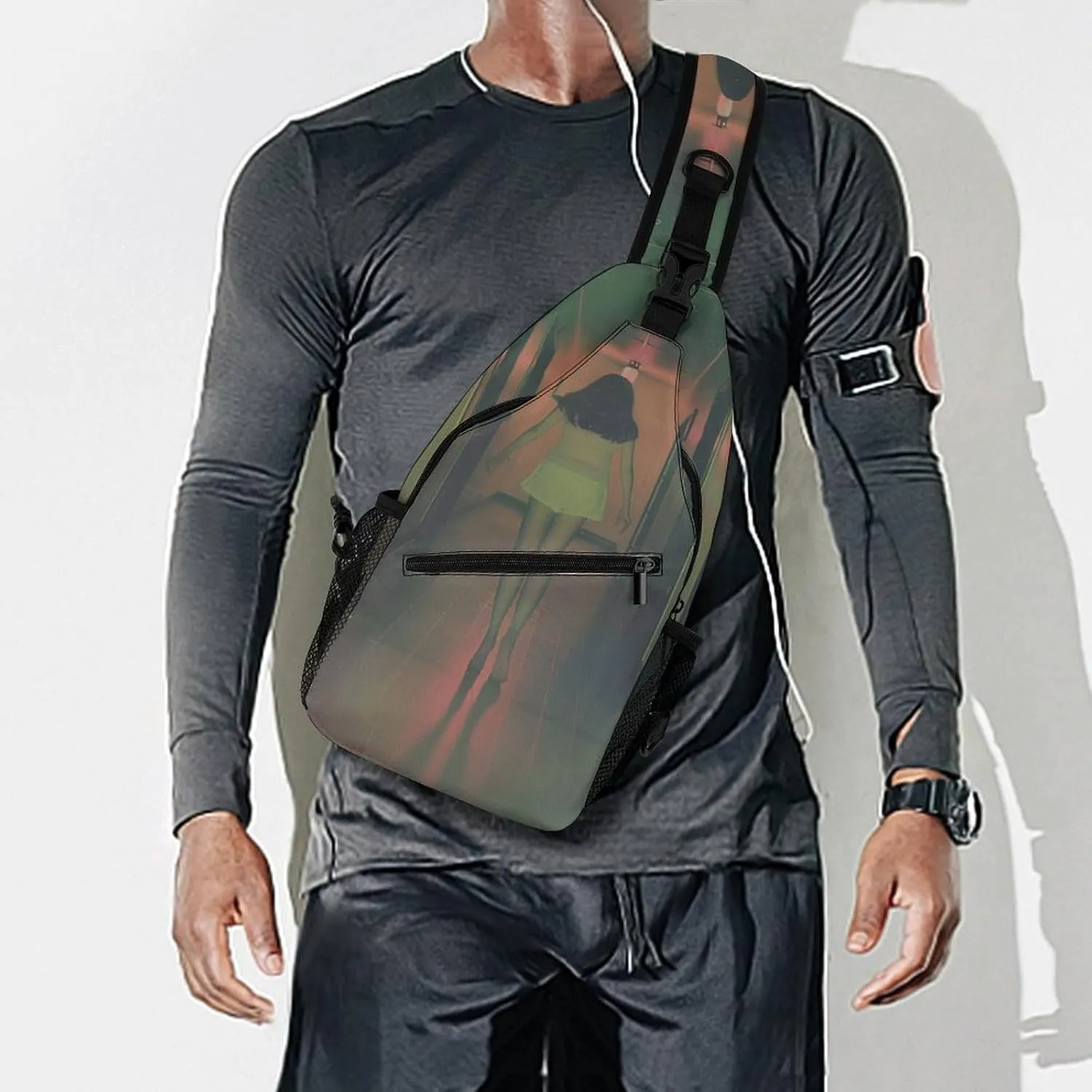 Sling Bag for Women Men Chest Bag A Long Corridor Daypack Fanny Pack Cross Body Bag for Traveling