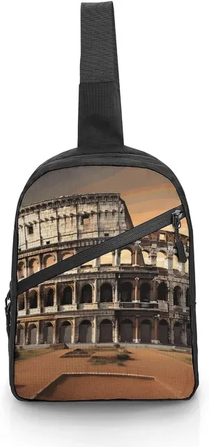 Sling Bag for Women Men Chest Bag Ancient Colosseum Daypack Fanny Pack Cross Body Bag for Traveling