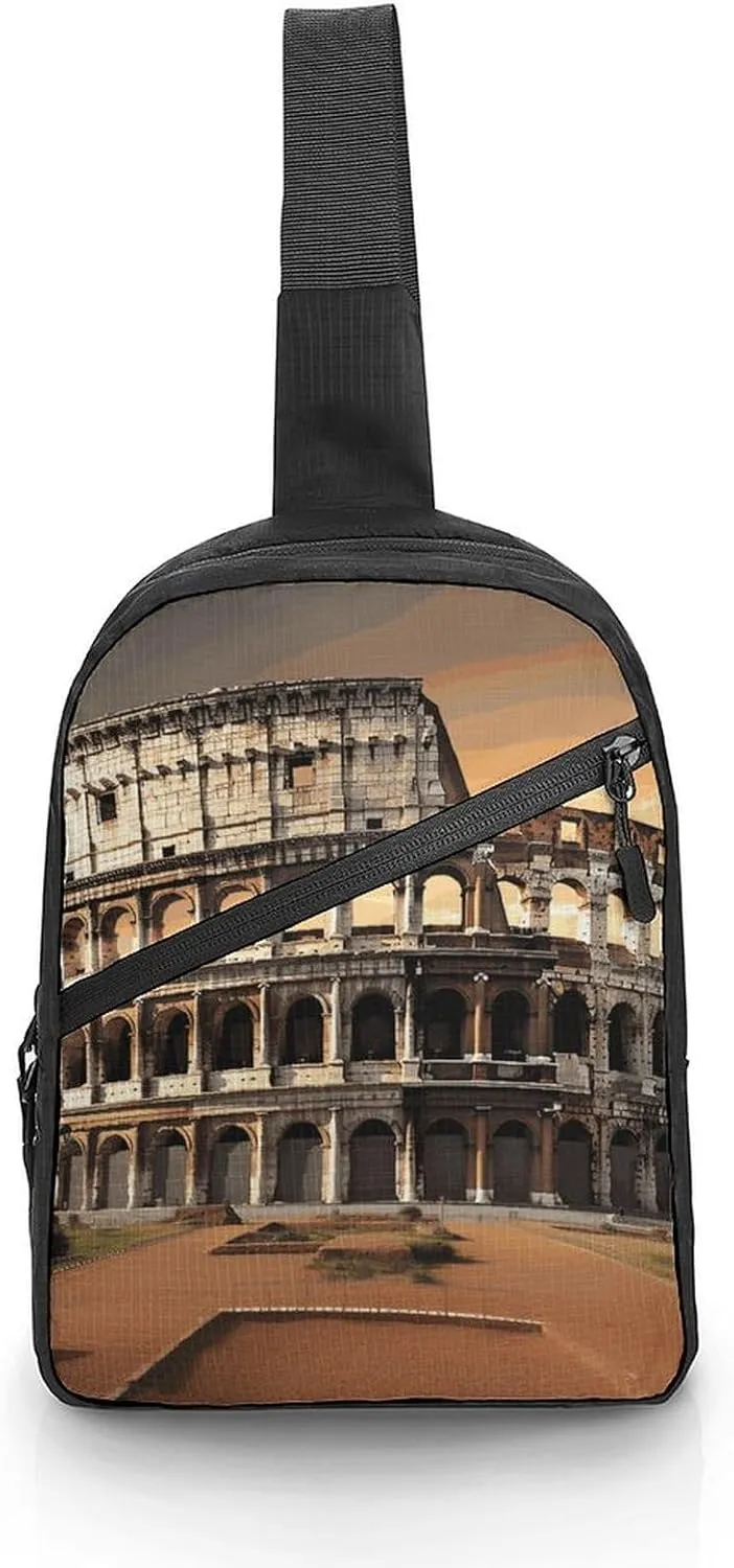 Sling Bag for Women Men Chest Bag Ancient Colosseum Daypack Fanny Pack Cross Body Bag for Traveling