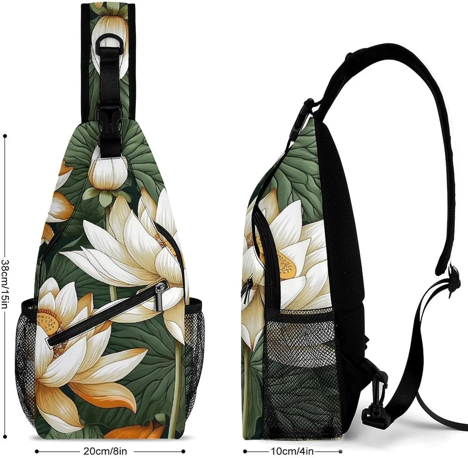 Sling Bag for Women Men Chest Bag Beautiful Flower Daypack Fanny Pack Cross Body Bag for Traveling