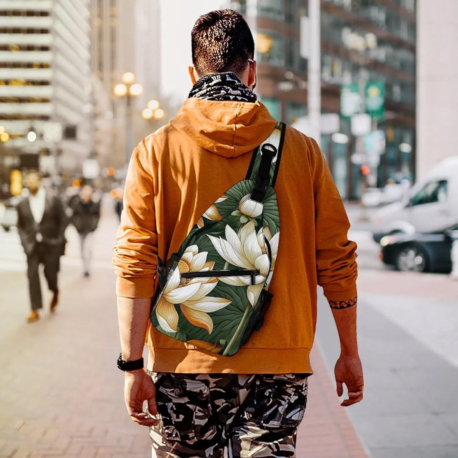 Sling Bag for Women Men Chest Bag Beautiful Flower Daypack Fanny Pack Cross Body Bag for Traveling
