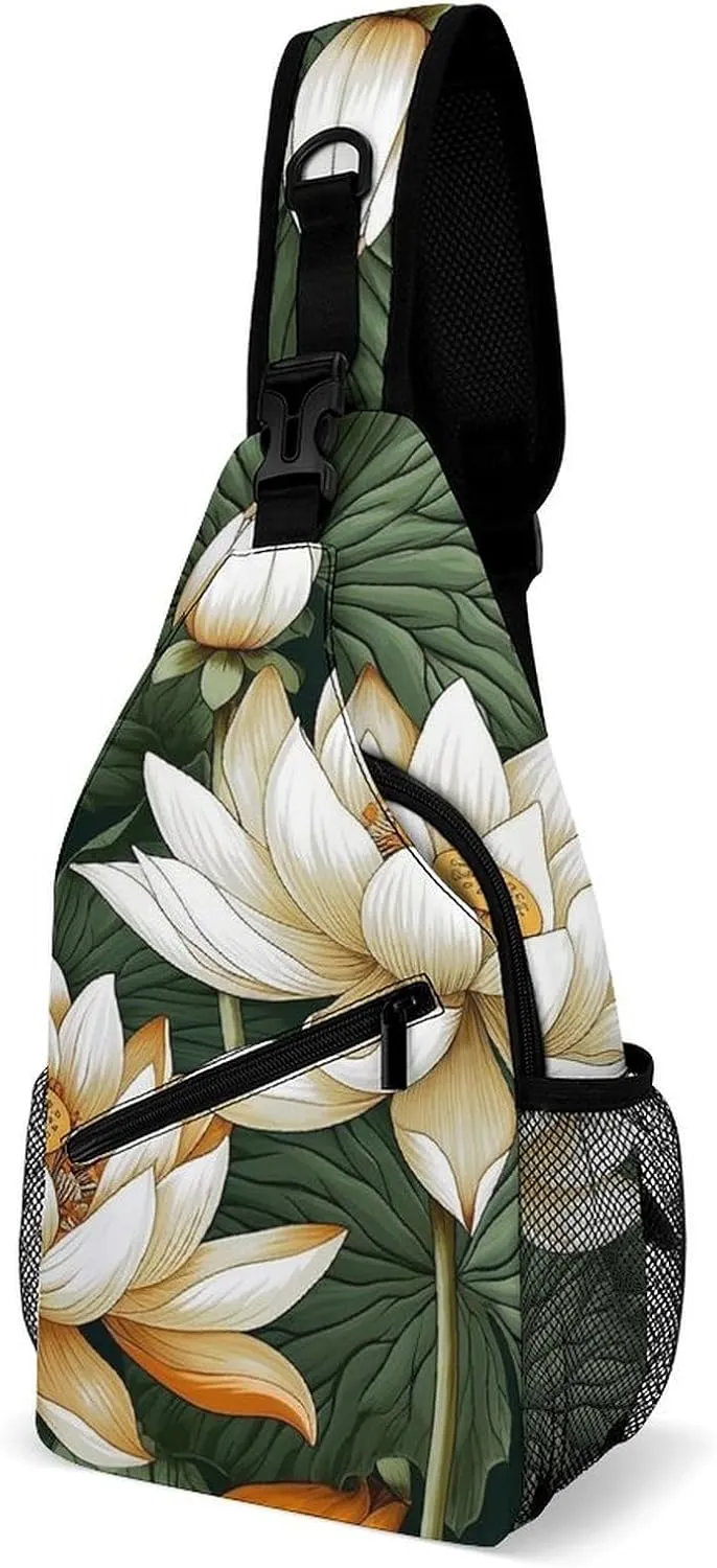 Sling Bag for Women Men Chest Bag Beautiful Flower Daypack Fanny Pack Cross Body Bag for Traveling