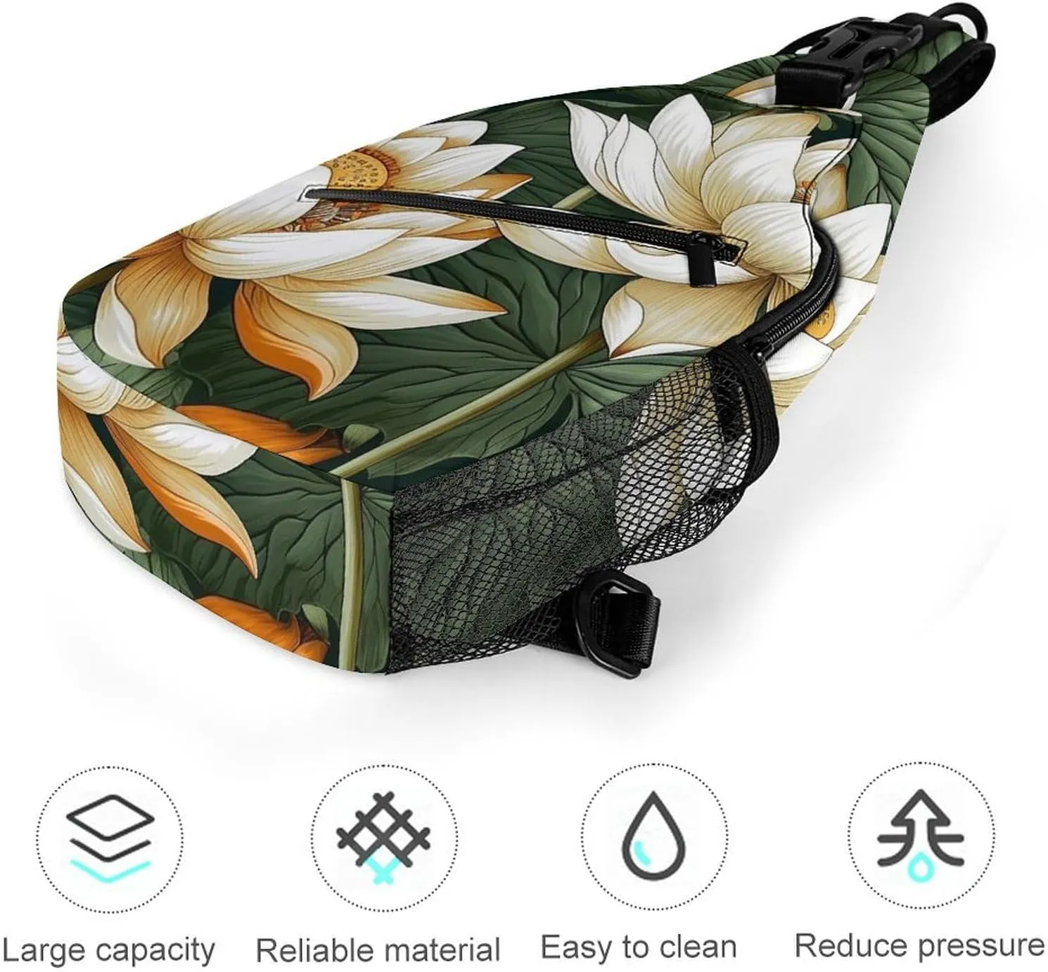 Sling Bag for Women Men Chest Bag Beautiful Flower Daypack Fanny Pack Cross Body Bag for Traveling