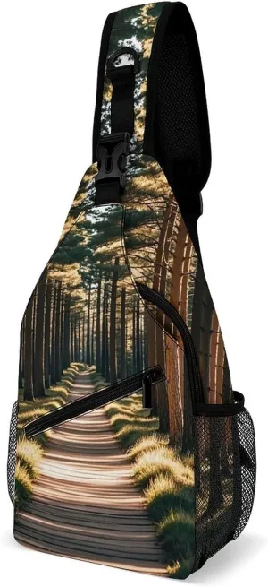 Sling Bag for Women Men Chest Bag Birch Forest Crossbody Bag Small Sling Backpack Daypack Fanny Packs