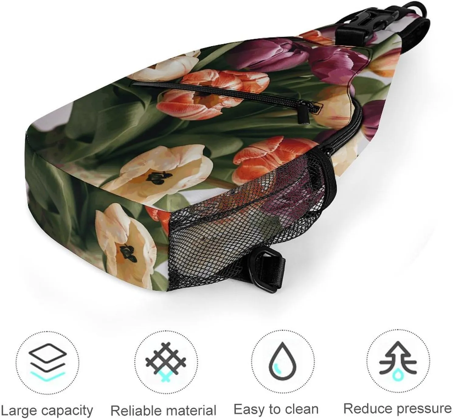 Sling Bag for Women Men Chest Bag Bouquet of Flowers Daypack Fanny Pack Cross Body Bag for Traveling