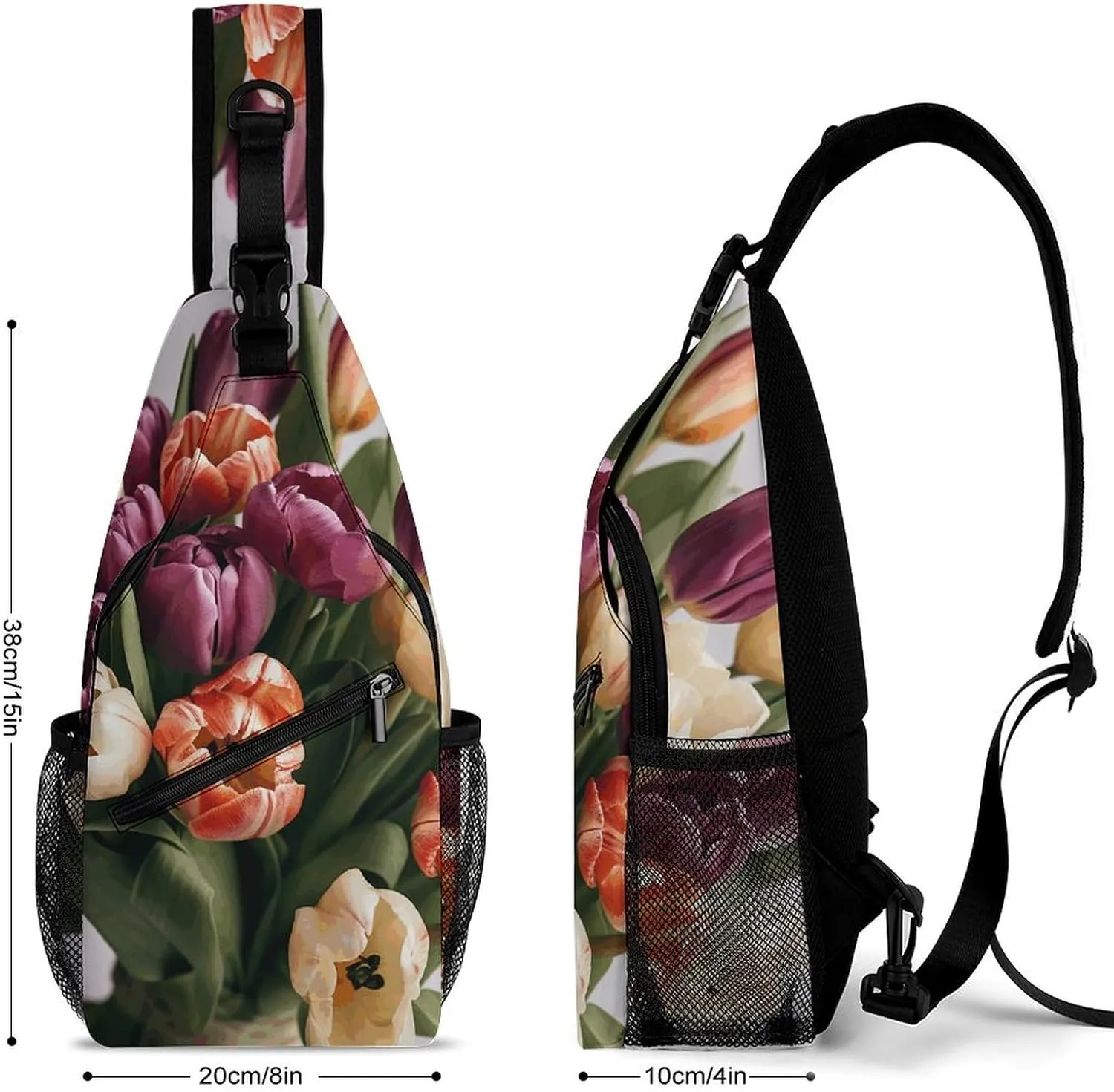 Sling Bag for Women Men Chest Bag Bouquet of Flowers Daypack Fanny Pack Cross Body Bag for Traveling