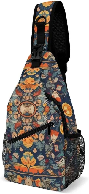 Sling Bag for Women Men Chest Bag Classical Symmetry Daypack Fanny Pack Cross Body Bag for Traveling