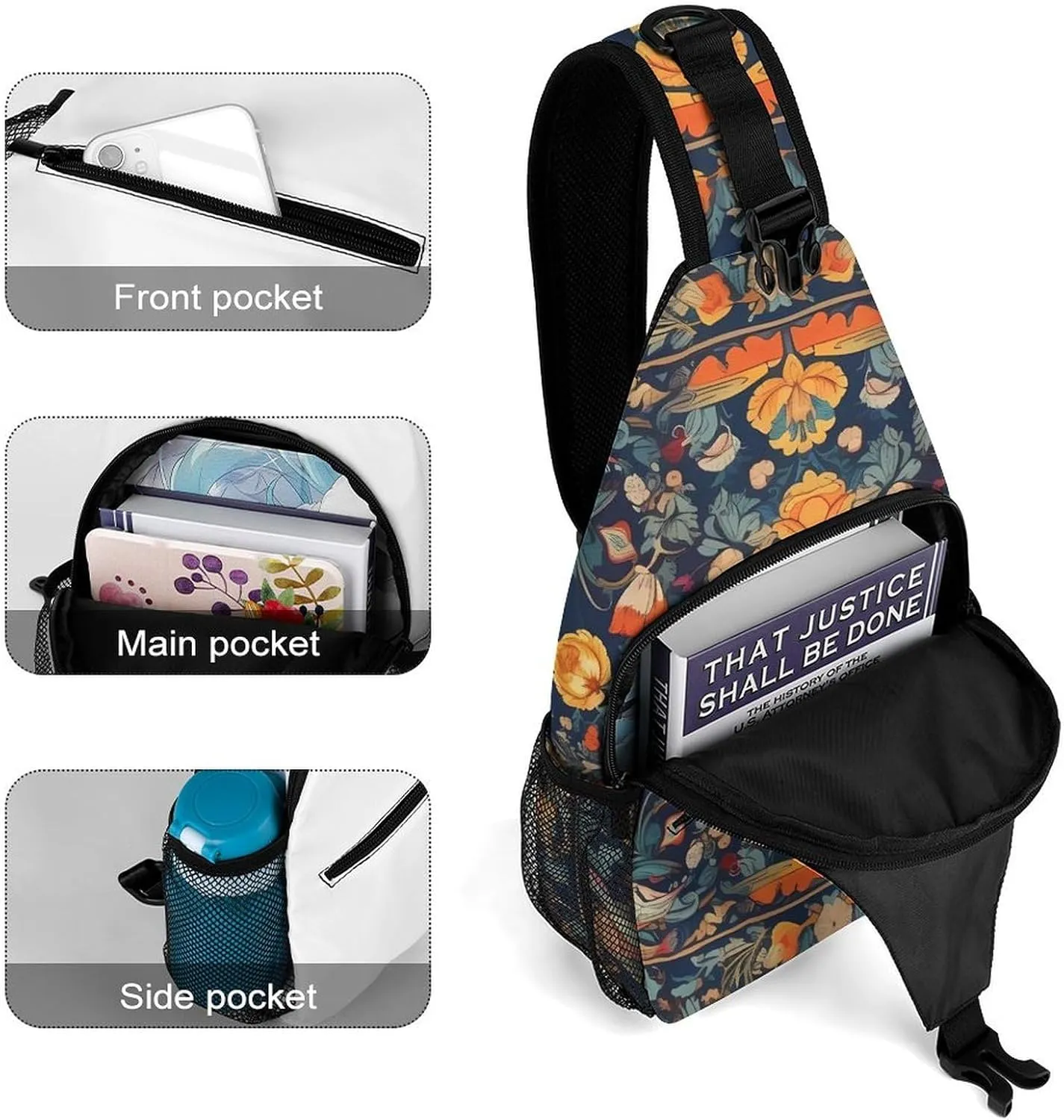 Sling Bag for Women Men Chest Bag Classical Symmetry Daypack Fanny Pack Cross Body Bag for Traveling
