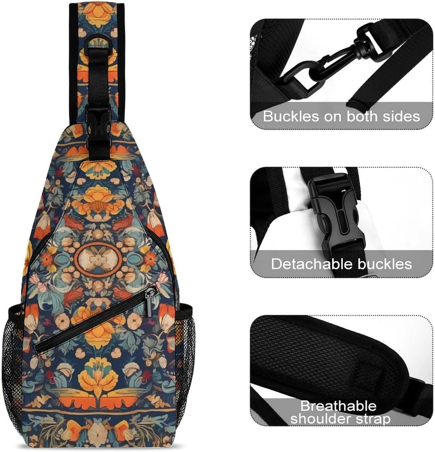 Sling Bag for Women Men Chest Bag Classical Symmetry Daypack Fanny Pack Cross Body Bag for Traveling