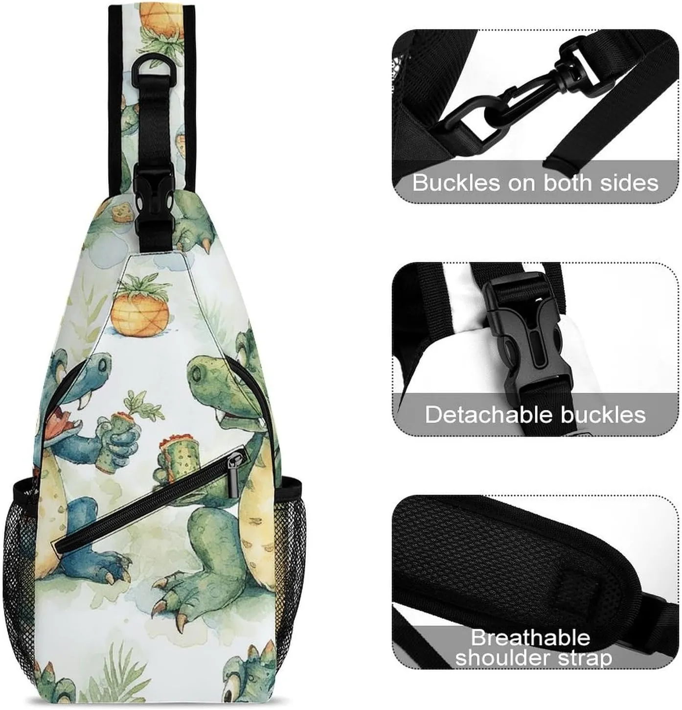 Sling Bag for Women Men Chest Bag Crocodile Friends Daypack Fanny Pack Cross Body Bag for Traveling