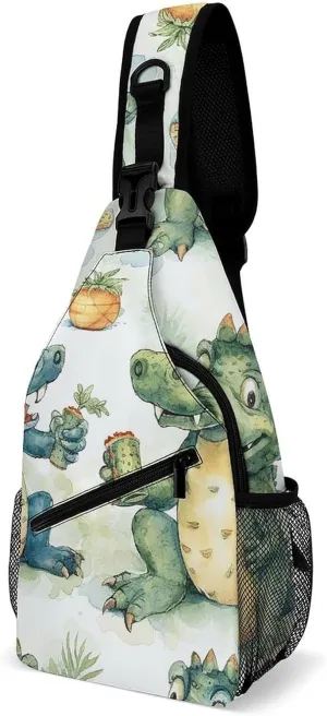 Sling Bag for Women Men Chest Bag Crocodile Friends Daypack Fanny Pack Cross Body Bag for Traveling