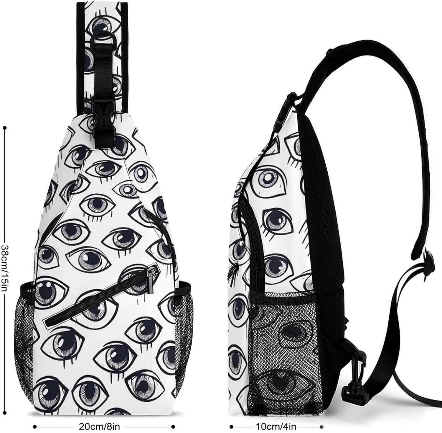 Sling Bag for Women Men Chest Bag Eyeball Line Pattern Daypack Fanny Pack Cross Body Bag for Traveling
