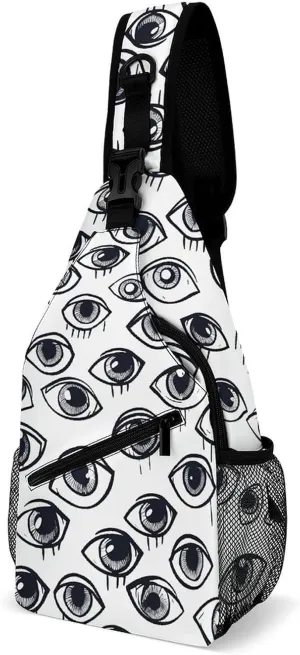 Sling Bag for Women Men Chest Bag Eyeball Line Pattern Daypack Fanny Pack Cross Body Bag for Traveling