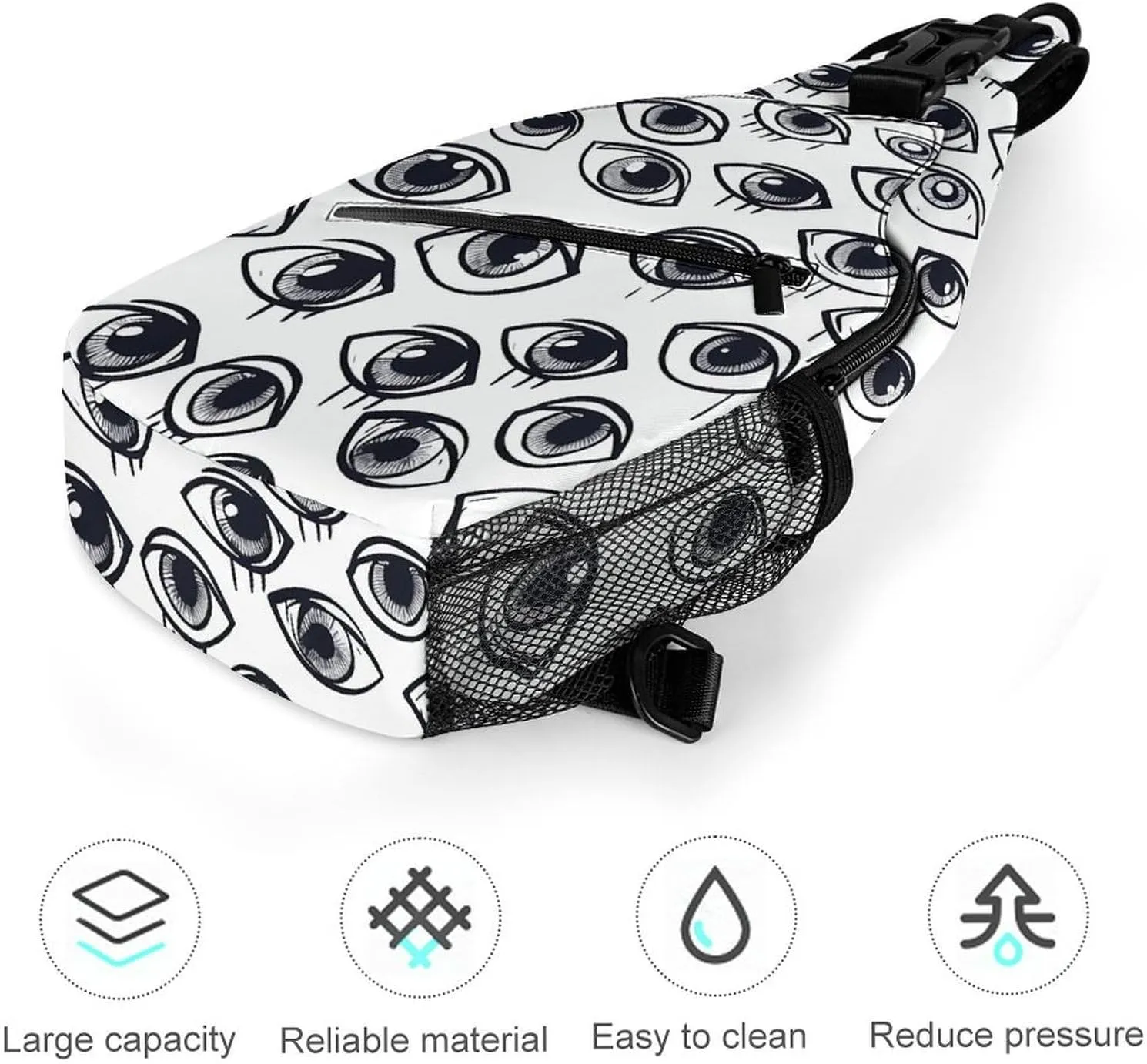 Sling Bag for Women Men Chest Bag Eyeball Line Pattern Daypack Fanny Pack Cross Body Bag for Traveling