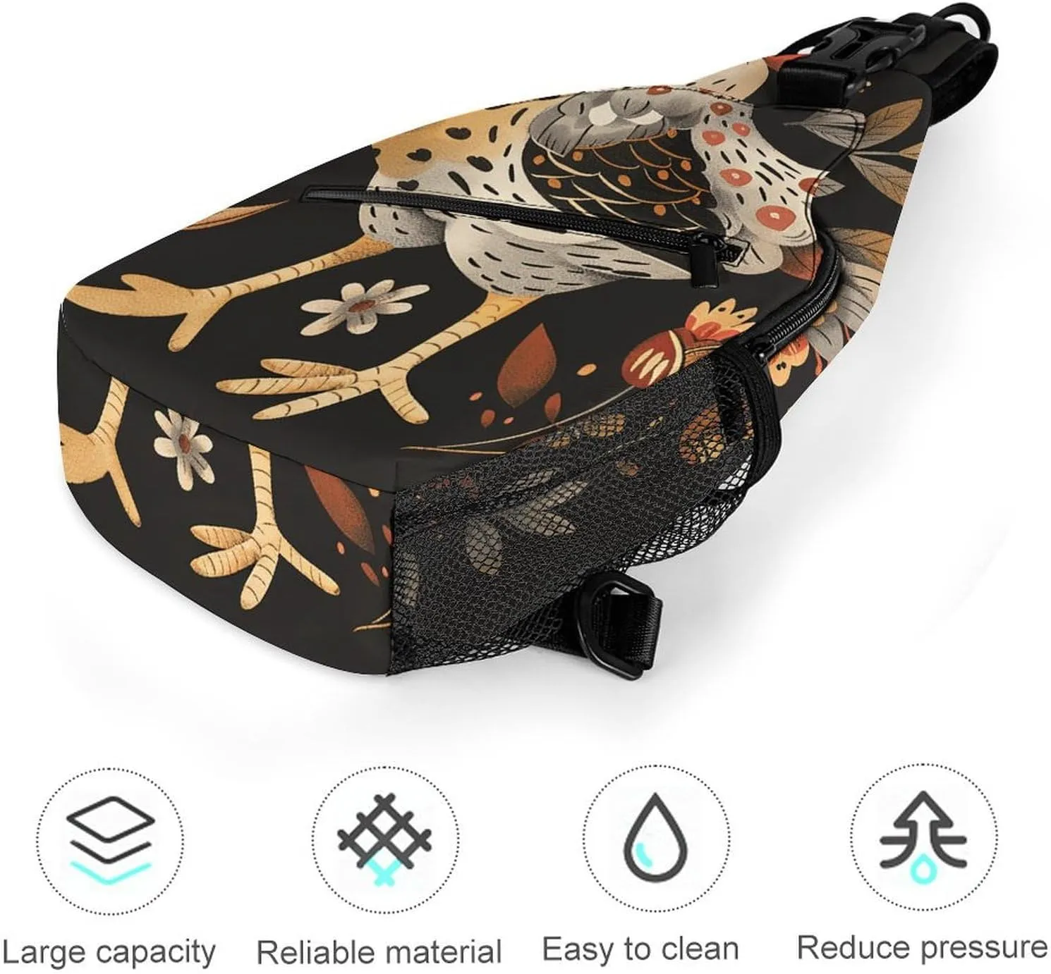 Sling Bag for Women Men Chest Bag Hen Simple Style Daypack Fanny Pack Cross Body Bag for Traveling