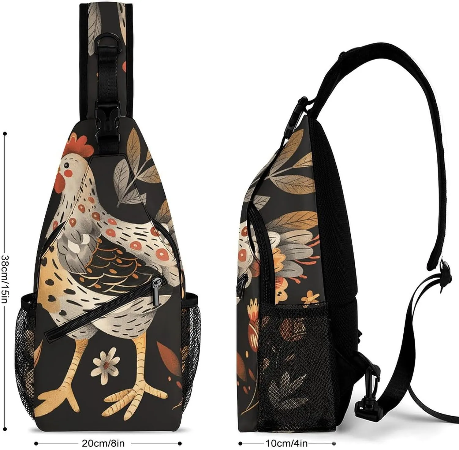 Sling Bag for Women Men Chest Bag Hen Simple Style Daypack Fanny Pack Cross Body Bag for Traveling
