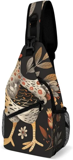Sling Bag for Women Men Chest Bag Hen Simple Style Daypack Fanny Pack Cross Body Bag for Traveling