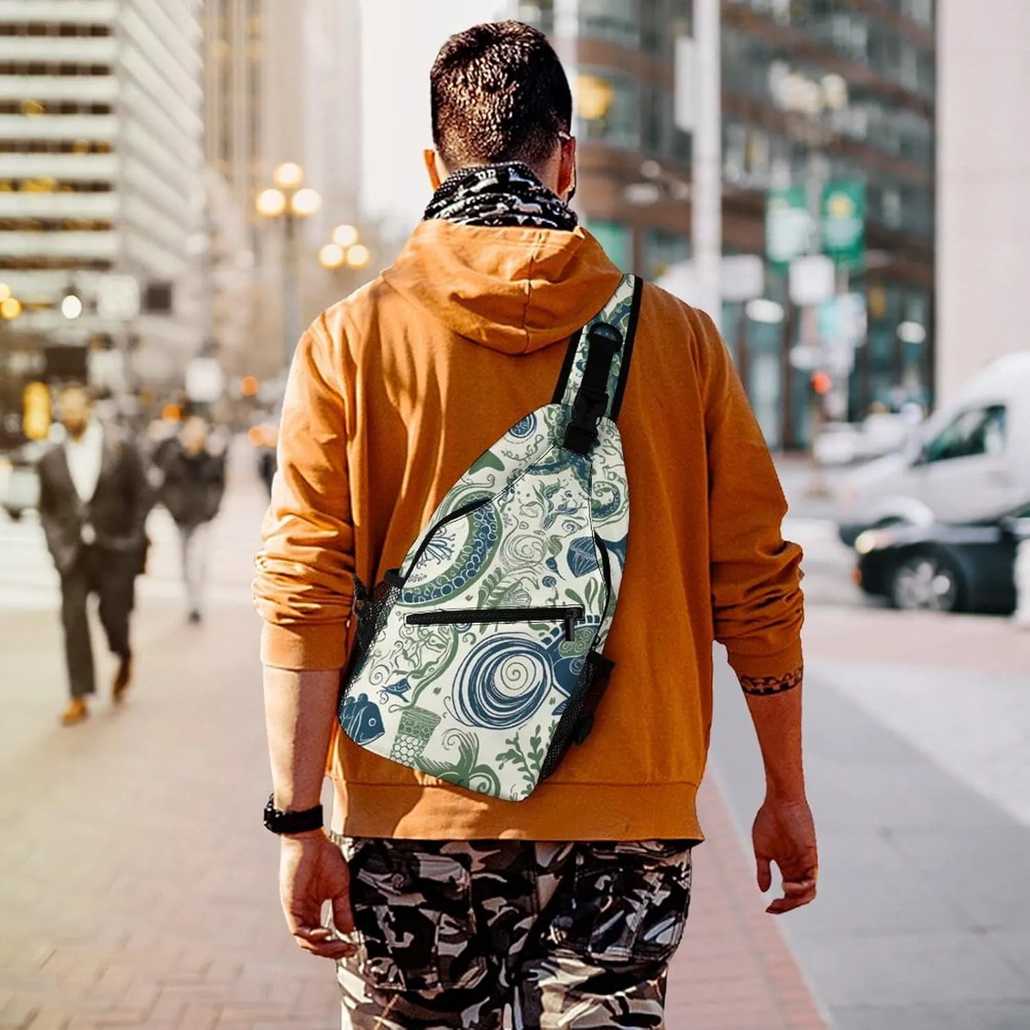 Sling Bag for Women Men Chest Bag Marine Life Pictures Daypack Fanny Pack Cross Body Bag for Traveling