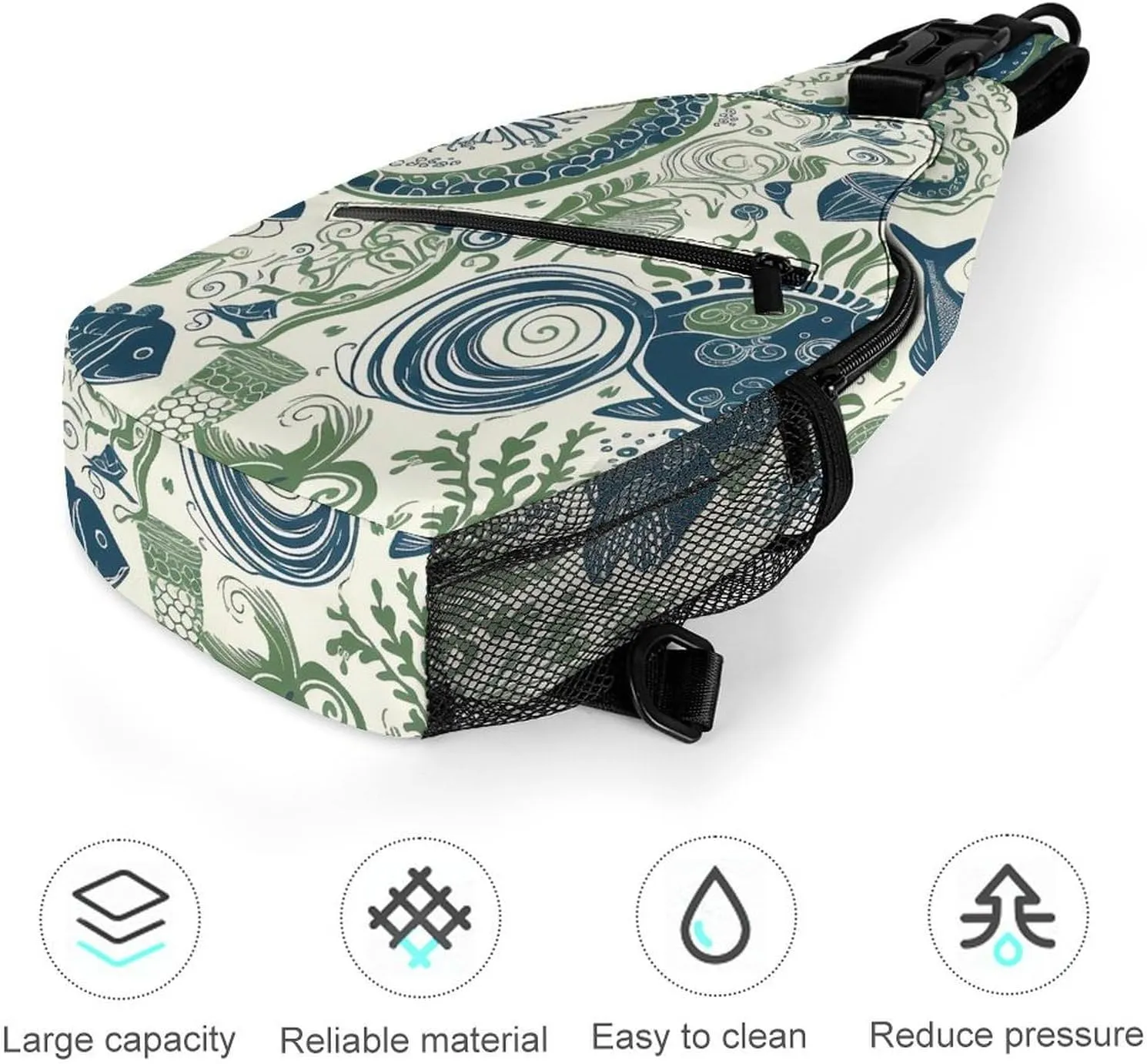 Sling Bag for Women Men Chest Bag Marine Life Pictures Daypack Fanny Pack Cross Body Bag for Traveling