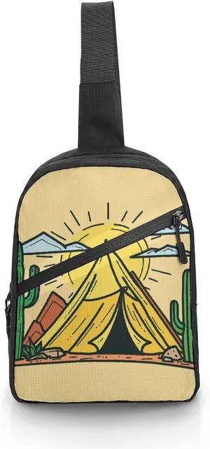 Sling Bag for Women Men Chest Bag Sun And Cactus Daypack Fanny Pack Cross Body Bag for Traveling