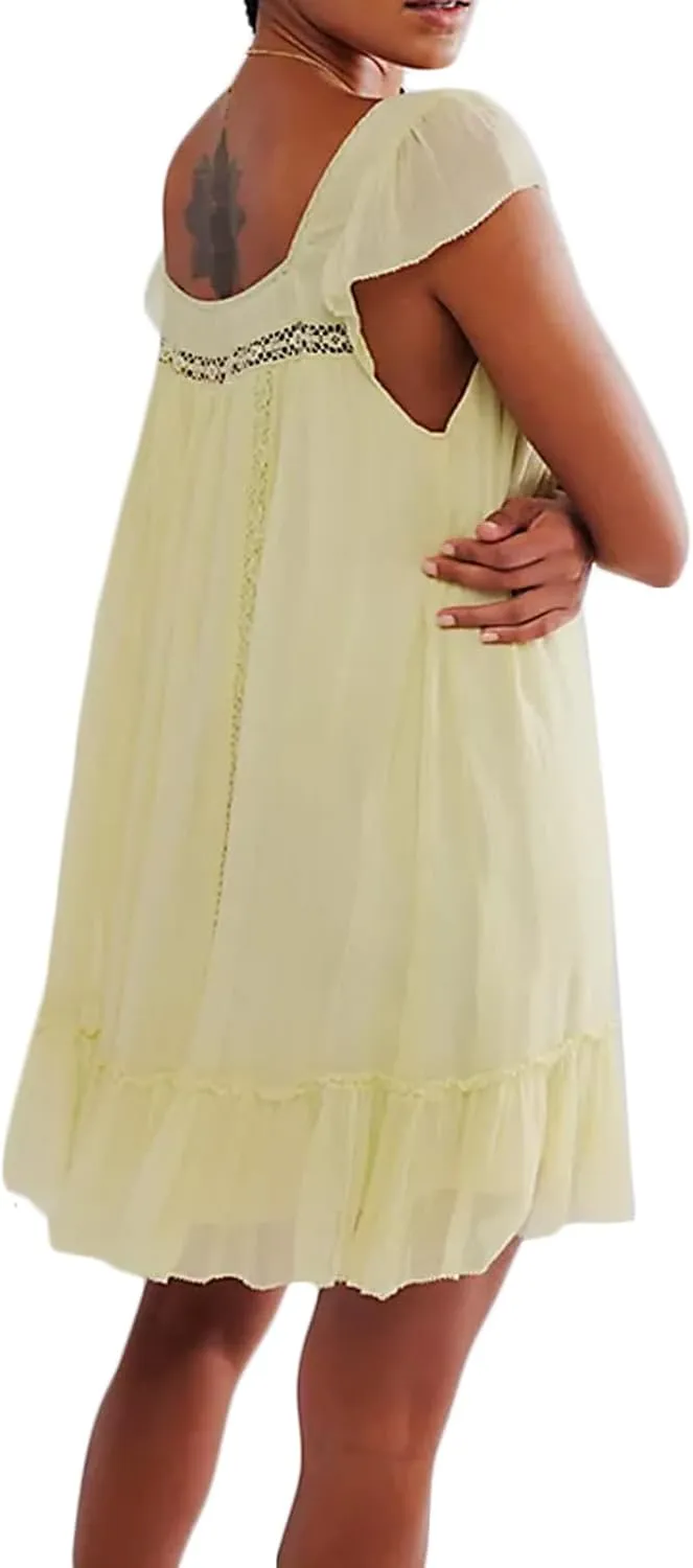 Slip Lace Mini Dress for Women Y2k Sleevelss Backless Flowy Short Tunic Dress Lingerie Nightgown Going Out Dresses