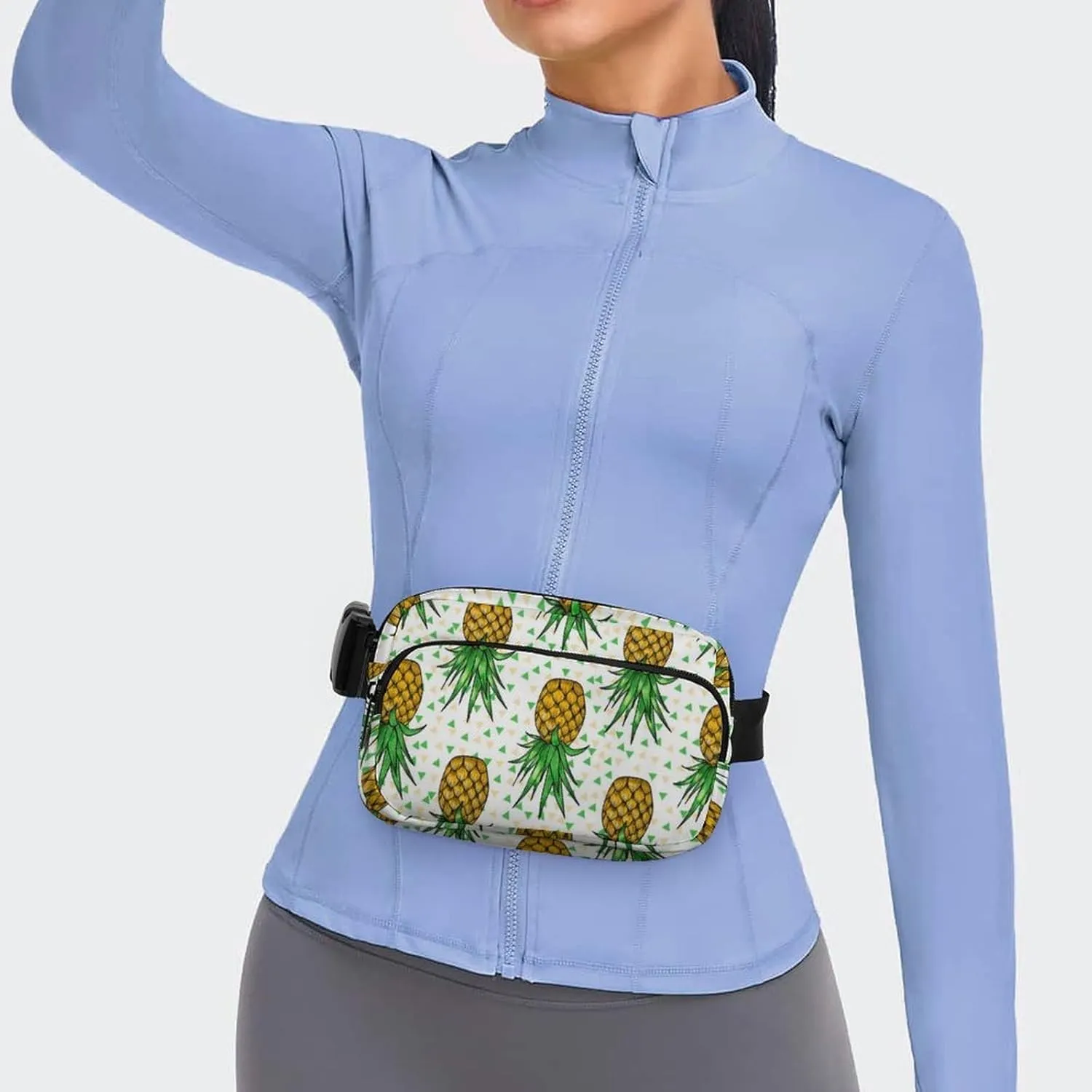 Small Fanny Pack Sport Belt Bag, Lightweight Crossbody Shoulder Purses, Upside Down Pineapples Waist Pack with Adjustable Belt Water Resistant Running Hip Bum Bag