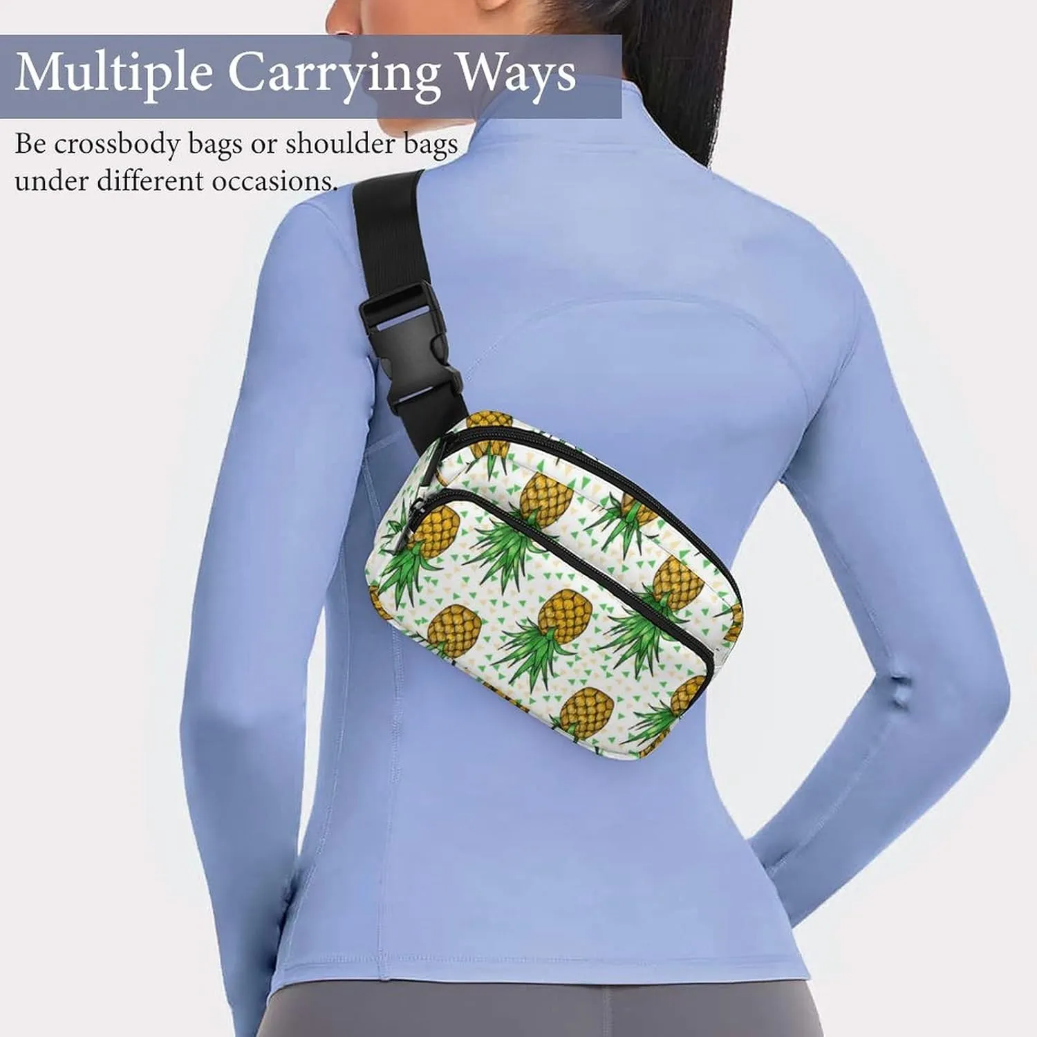 Small Fanny Pack Sport Belt Bag, Lightweight Crossbody Shoulder Purses, Upside Down Pineapples Waist Pack with Adjustable Belt Water Resistant Running Hip Bum Bag