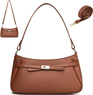 Small Shoulder Bag for Women - Mini Crossbody Little PU Leather Handbag with 2 Removable Straps and Zipper Closure