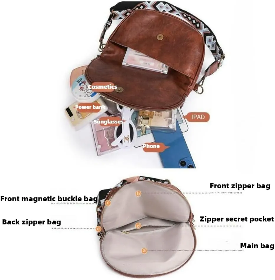 Small Sling Bag for Women PU Leather Single Shoulder Bag Crossbody Bag Novelty Retro Chest Bag Armpit Bag (Dark brown)