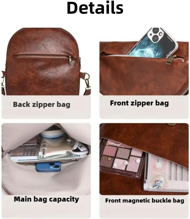 Small Sling Bag for Women PU Leather Single Shoulder Bag Crossbody Bag Novelty Retro Chest Bag Armpit Bag (Dark brown)