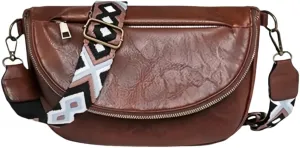 Small Sling Bag for Women PU Leather Single Shoulder Bag Crossbody Bag Novelty Retro Chest Bag Armpit Bag (Dark brown)