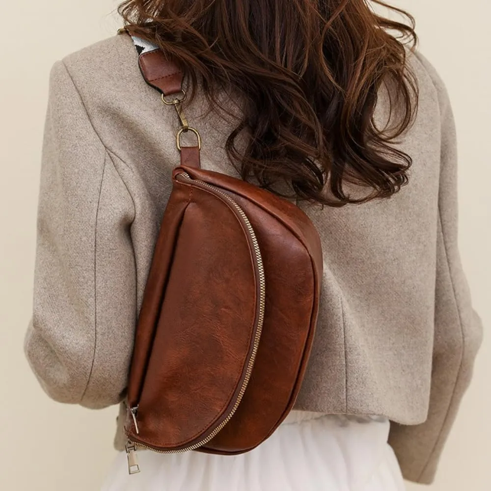 Small Sling Bag for Women PU Leather Single Shoulder Bag Crossbody Bag Novelty Retro Chest Bag Armpit Bag (Dark brown)