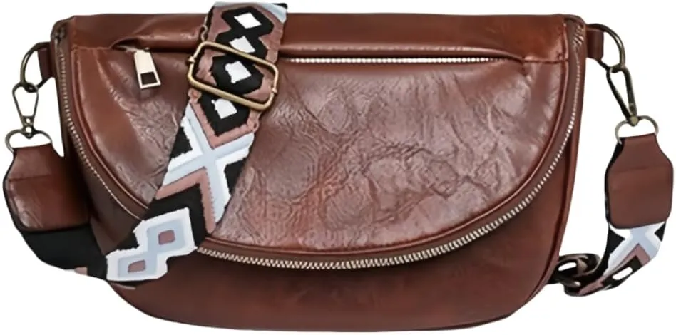Small Sling Bag for Women PU Leather Single Shoulder Bag Crossbody Bag Novelty Retro Chest Bag Armpit Bag (Dark brown)