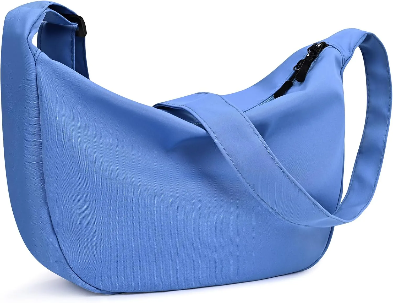 Small Sling Crossbody Bag for Women Men Trendy, Mini Crescent Bag with Adjustable Strap, 2 Zippers Lightweight Nylon Bag