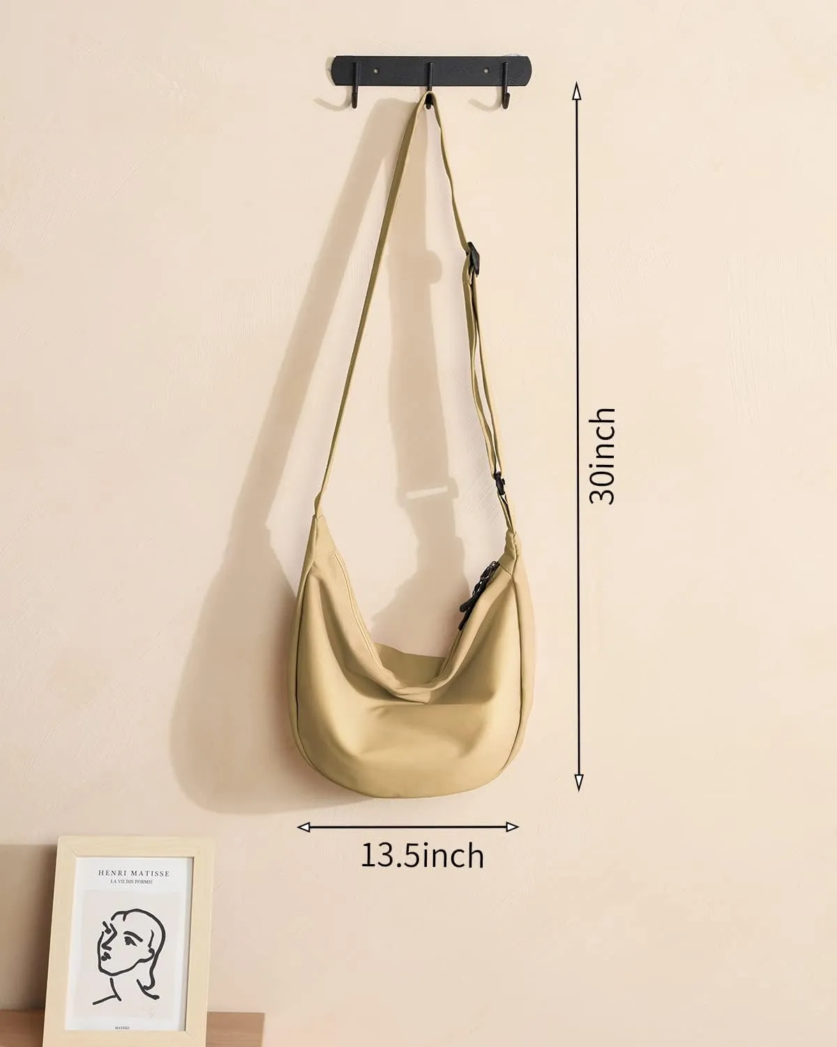 Small Sling Crossbody Bag for Women Men Trendy, Mini Crescent Bag with Adjustable Strap, 2 Zippers Lightweight Nylon Bag