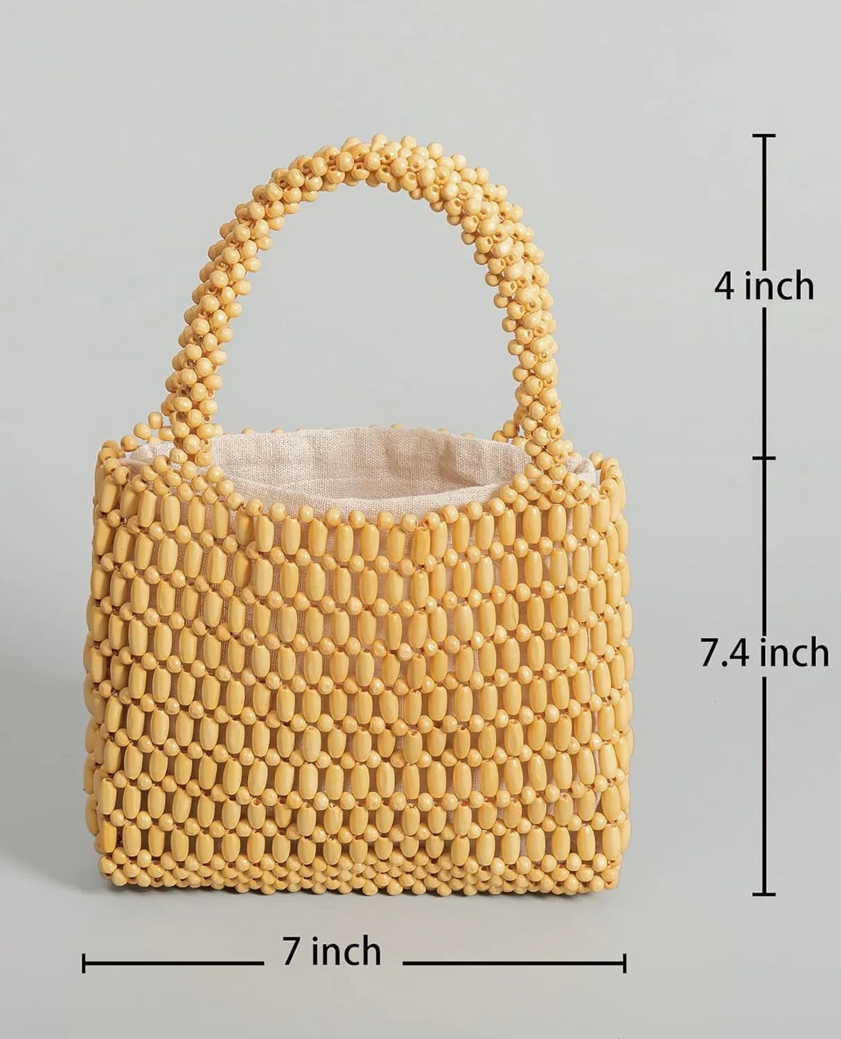 Small Tote Bag Wooden Bead Bag Woven Handbag Clutch Purses for Women
