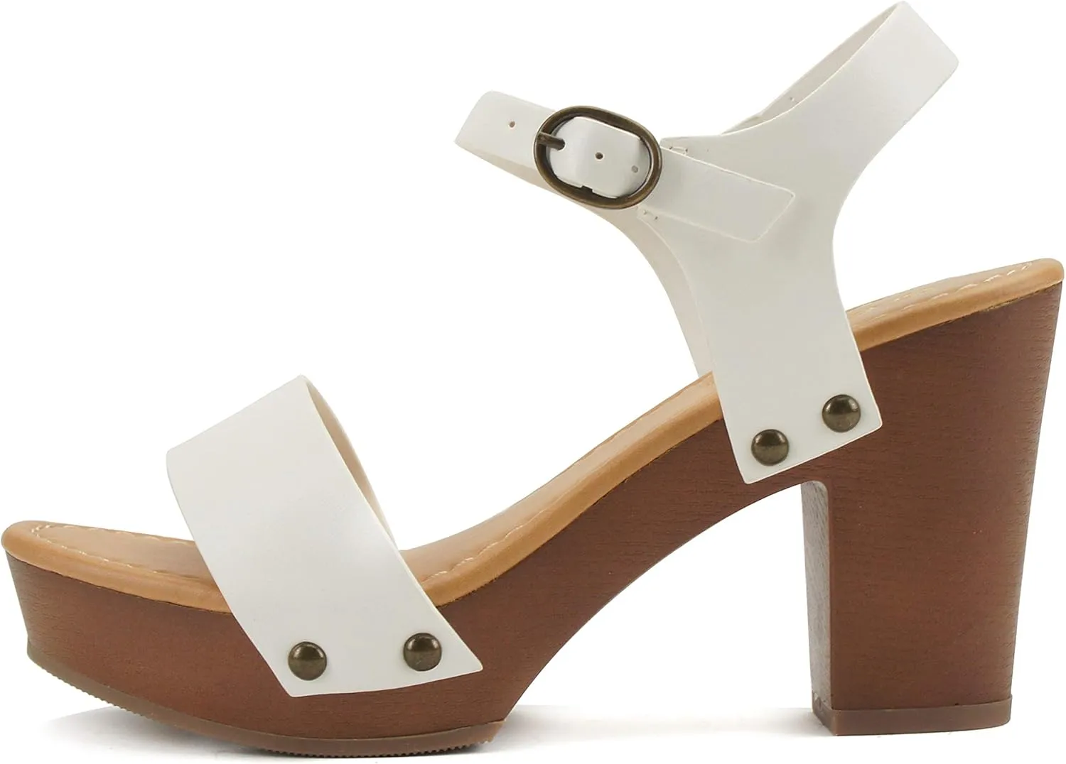 Soda CHIVAS ~ Women's Bold Buckles Studded Wedge Sandal