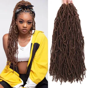 Soft Locs Crochet Hair 18 Inch 6 Packs Faux Locs Natural Brown Color Crochet Hair Synthetic Hair Extension for Women (18inch, 30#)