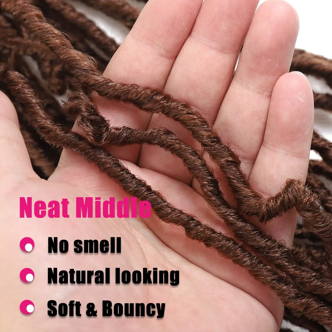 Soft Locs Crochet Hair 18 Inch 6 Packs Faux Locs Natural Brown Color Crochet Hair Synthetic Hair Extension for Women (18inch, 30#)