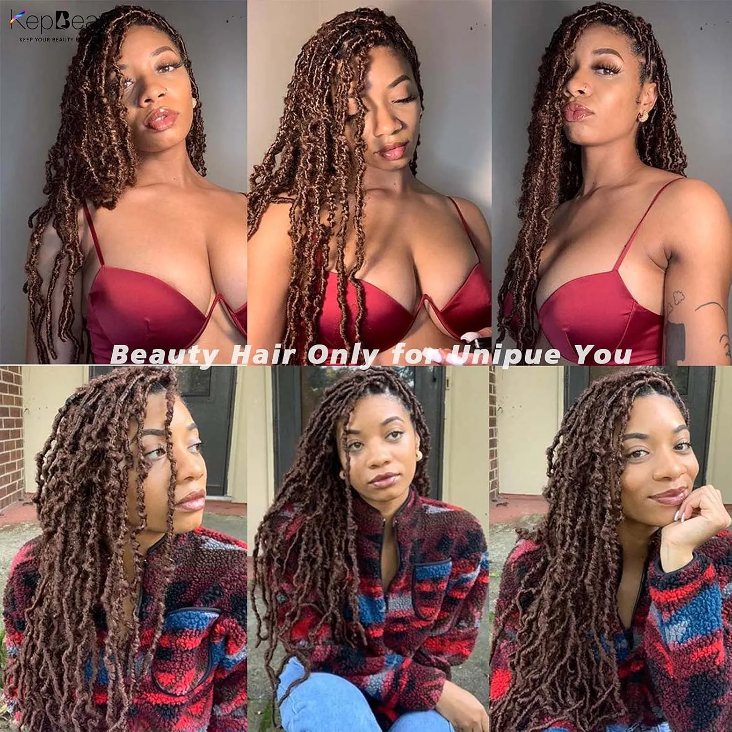 Soft Locs Crochet Hair 18 Inch 6 Packs Faux Locs Natural Brown Color Crochet Hair Synthetic Hair Extension for Women (18inch, 30#)