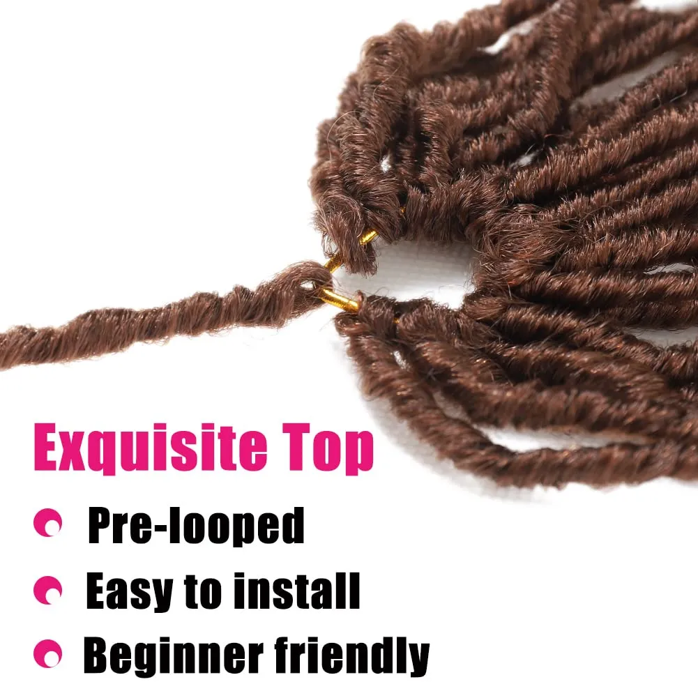 Soft Locs Crochet Hair 18 Inch 6 Packs Faux Locs Natural Brown Color Crochet Hair Synthetic Hair Extension for Women (18inch, 30#)