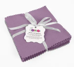 Soimoi Solid Lavender Precut 5 inch Cotton Fabric Bundle Quilting Squares Charm Pack DIY Patchwork Sewing Craft