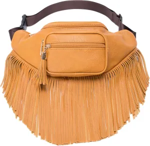 Solene Fringe Waist bag for women with Multi Zipper Pockets