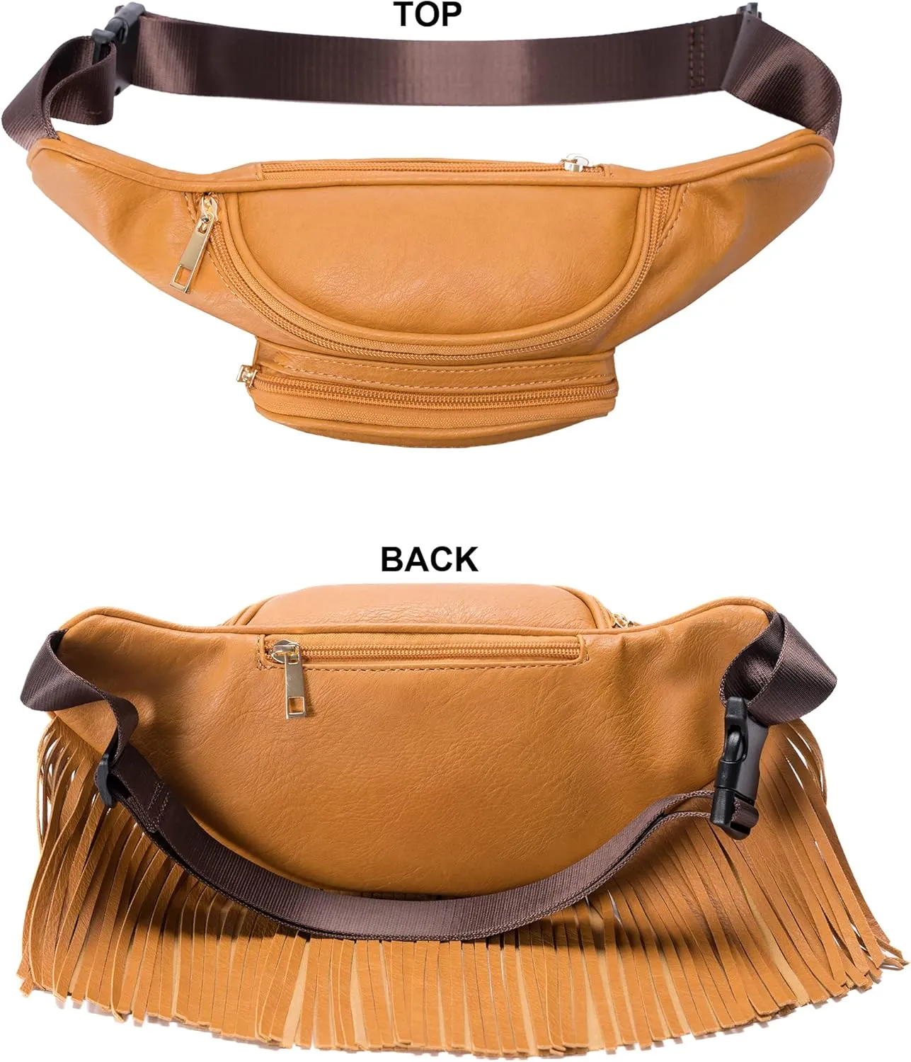 Solene Fringe Waist bag for women with Multi Zipper Pockets