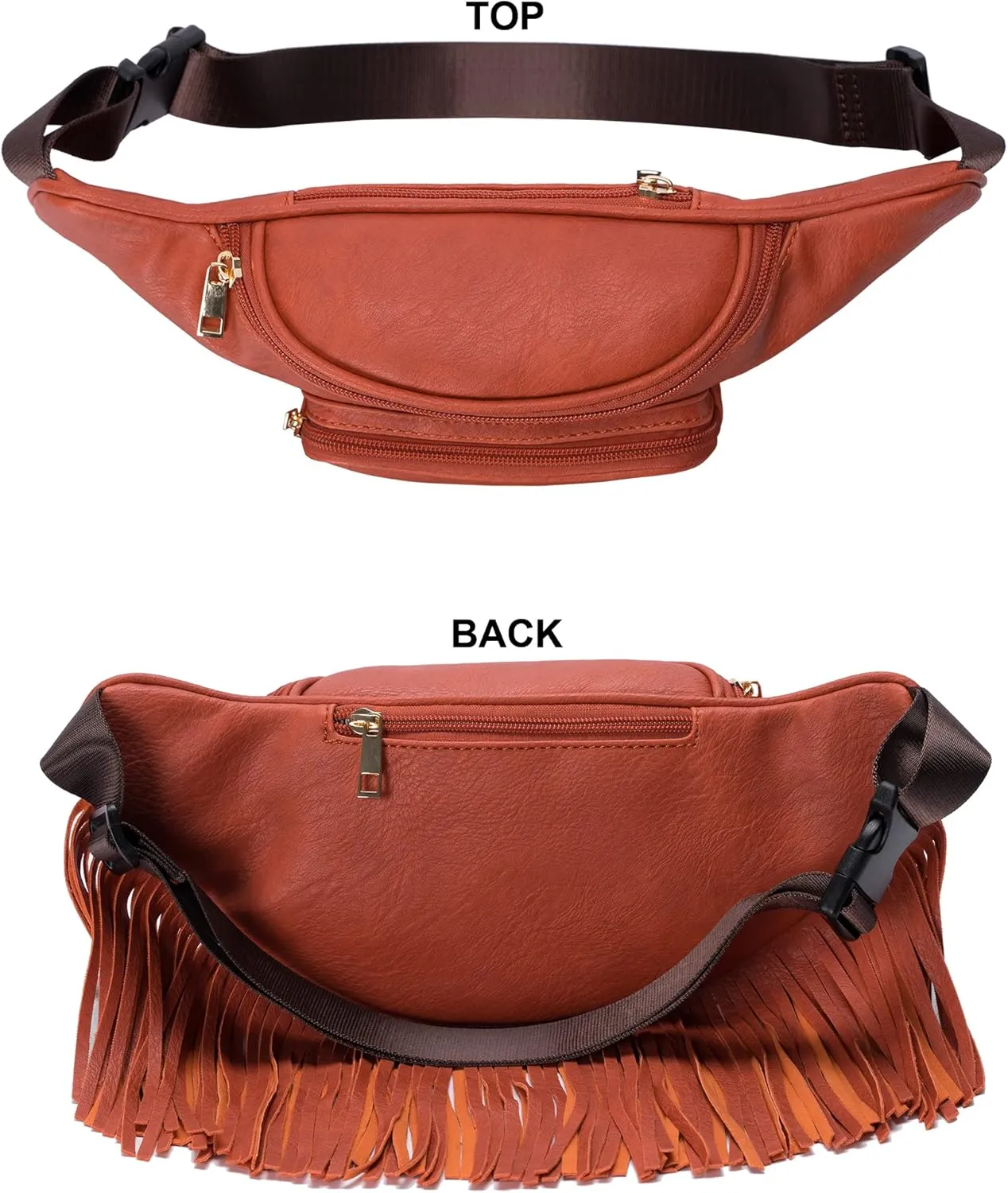 Solene Fringe Waist bag for women with Multi Zipper Pockets