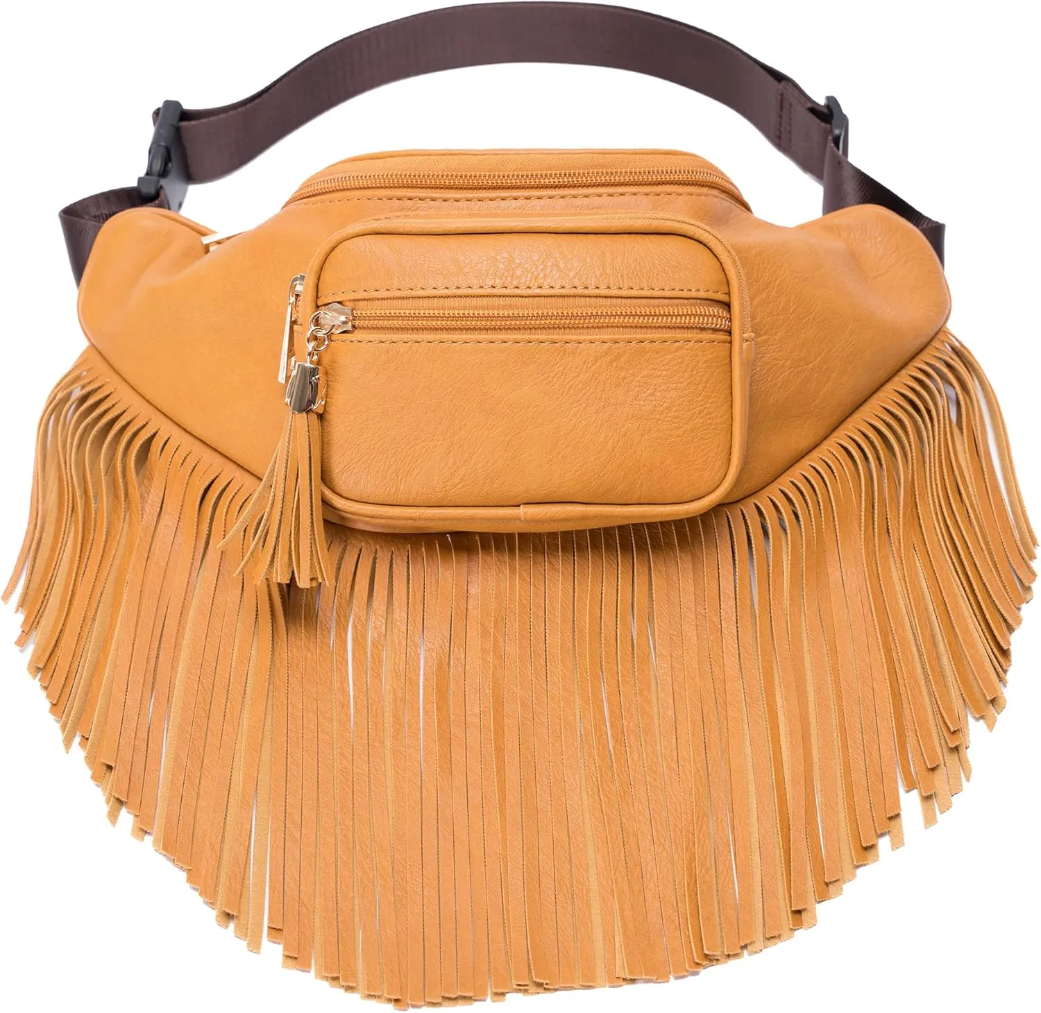 Solene Fringe Waist bag for women with Multi Zipper Pockets