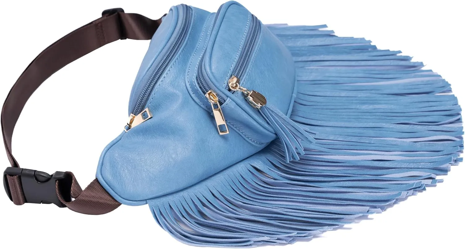 Solene Fringe Waist bag for women with Multi Zipper Pockets