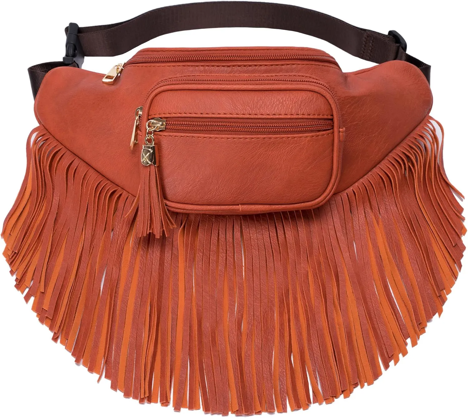 Solene Fringe Waist bag for women with Multi Zipper Pockets